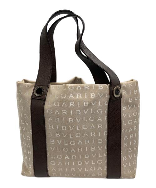 BVLGARI（ブルガリ）BVLGARI (ブルガリ) ロゴマニア ハンドバッグ ベージュの古着・服飾アイテム
