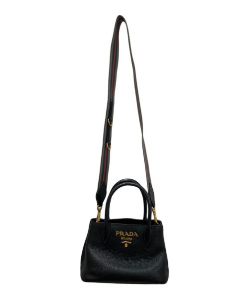 PRADA（プラダ）PRADA (プラダ) レザー2WAYショルダーバッグ ブラックの古着・服飾アイテム