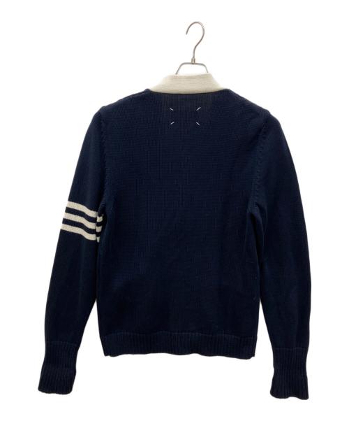 Maison Margiela（メゾンマルジェラ）Maison Margiela (メゾンマルジェラ) バイカラーニットカーディガン ネイビー×ホワイト サイズ:Ｍの古着・服飾アイテム