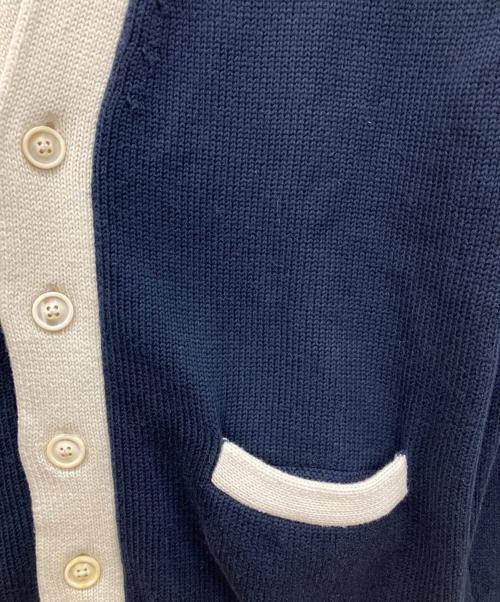 Maison Margiela（メゾンマルジェラ）Maison Margiela (メゾンマルジェラ) バイカラーニットカーディガン ネイビー×ホワイト サイズ:Ｍの古着・服飾アイテム