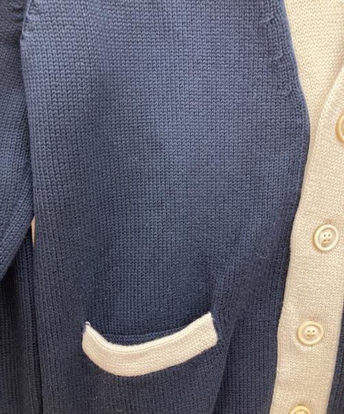 Maison Margiela（メゾンマルジェラ）Maison Margiela (メゾンマルジェラ) バイカラーニットカーディガン ネイビー×ホワイト サイズ:Ｍの古着・服飾アイテム