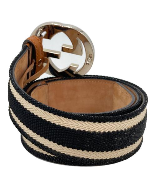 GUCCI（グッチ）GUCCI (グッチ) インターロッキングGベルト ホワイト×ブラックの古着・服飾アイテム