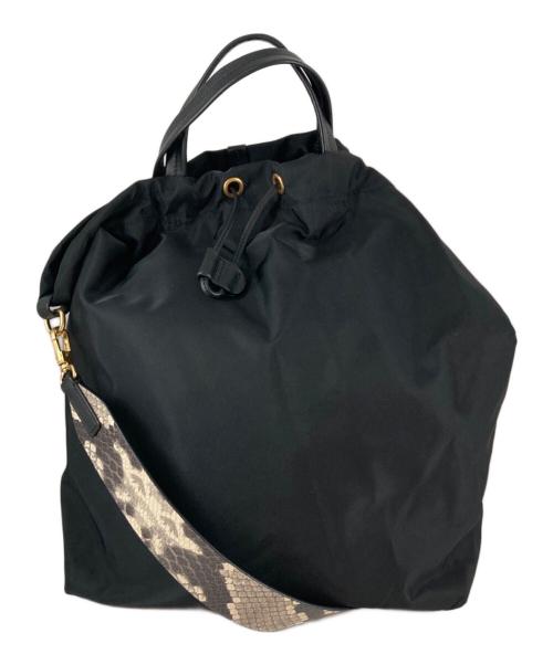 ORSETTO（オルセット）ORSETTO (オルセット) パイソンストラップ2WAYバッグ ブラックの古着・服飾アイテム