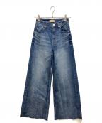 YANUKヤヌーク）の古着「ワイドフレアデニムパンツ」｜カットオフヴィンテージライトブルー