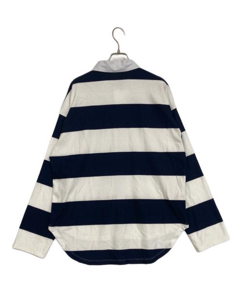ATTISESSION（アティセッション）ATTISESSION (アティセッション) コットン ビッグ ラグビー シャツ ネイビー×ホワイト サイズ:FREEの古着・服飾アイテム