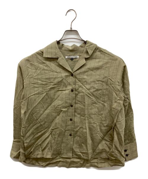 ADOLFO DOMINGUEZ（アドルフォ ドミンゲス）ADOLFO DOMINGUEZ (アドルフォ ドミンゲス) ストライプ ボウリングネック シャツ グリーン×グレー サイズ:XSの古着・服飾アイテム