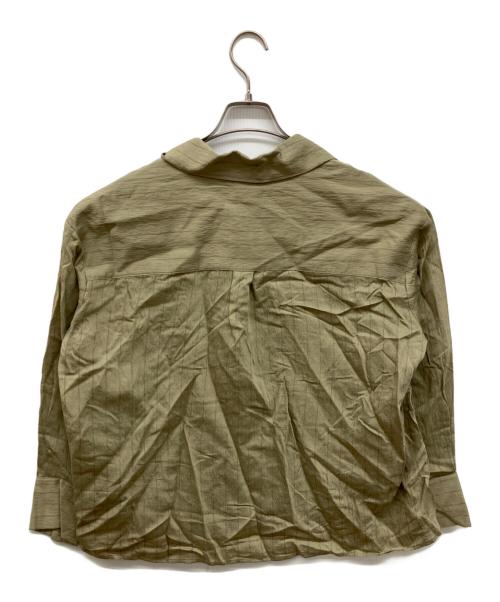 ADOLFO DOMINGUEZ（アドルフォ ドミンゲス）ADOLFO DOMINGUEZ (アドルフォ ドミンゲス) ストライプ ボウリングネック シャツ グリーン×グレー サイズ:XSの古着・服飾アイテム