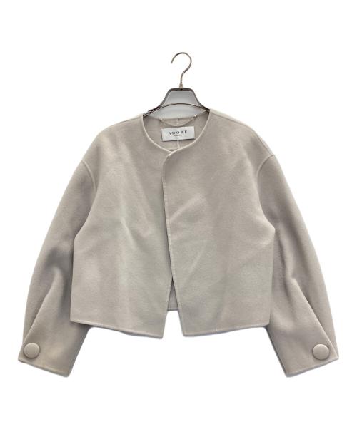 ADORE（アドーア）ADORE (アドーア) ノーカラージャケット ライトグレー サイズ:38の古着・服飾アイテム