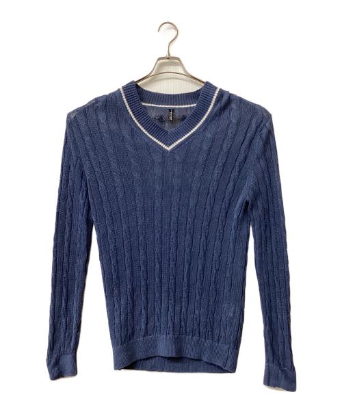 30/70（トレンタセッタンタ）30/70 (トレンタセッタンタ) Vネックリネンニット ブルー サイズ:48の古着・服飾アイテム