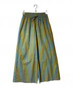 SZ Blockprints×Ron Hermanエスゼットブロックプリント×ロンハーマン）の古着「Drawstring Thick Striped Cotton Pants」｜ブルー×イエロー
