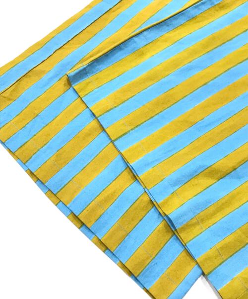 SZ Blockprints（エスゼットブロックプリント）SZ Blockprints (エスゼットブロックプリント) Ron Herman (ロンハーマン) Drawstring Thick Striped Cotton Pants ブルー×イエロー サイズ:Sの古着・服飾アイテム