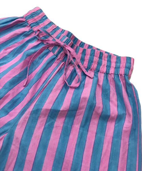 SZ Blockprints（エスゼットブロックプリント）SZ Blockprints (エスゼットブロックプリント) Ron Herman (ロンハーマン) Drawstring Thick Striped Cotton Pants ピンク×ブルー サイズ:Sの古着・服飾アイテム