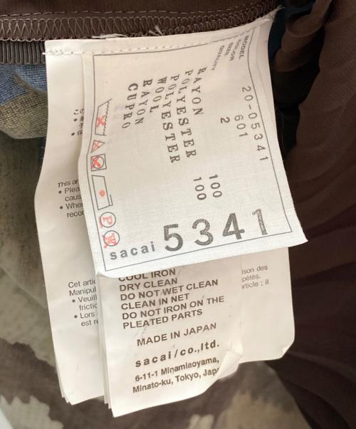 sacai（サカイ）sacai (サカイ) ノルディックオパールプリーツブラウス ブラウン サイズ:２の古着・服飾アイテム