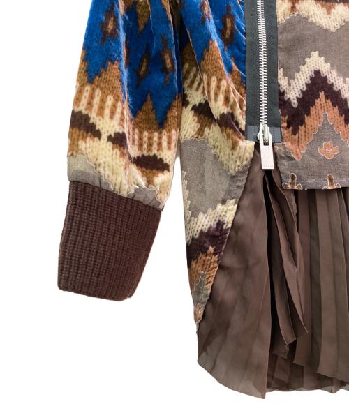 sacai（サカイ）sacai (サカイ) ノルディックオパールプリーツブラウス ブラウン サイズ:２の古着・服飾アイテム
