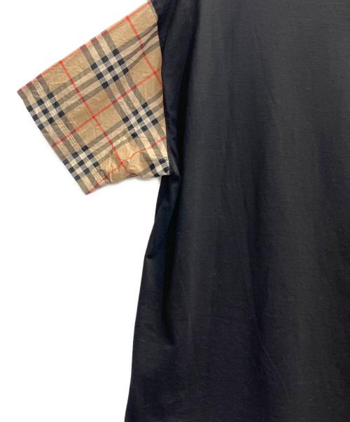 BURBERRY（バーバリー）BURBERRY (バーバリー) ノバチェック スリーブ コットンTシャツ ブラック×ベージュ サイズ:Sの古着・服飾アイテム