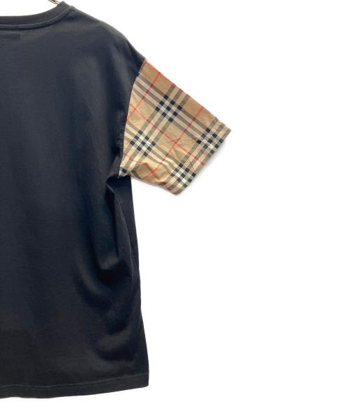BURBERRY（バーバリー）BURBERRY (バーバリー) ノバチェック スリーブ コットンTシャツ ブラック×ベージュ サイズ:Sの古着・服飾アイテム