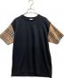 BURBERRY（バーバリー）の古着「ノバチェック スリーブ コットンTシャツ」｜ブラック×ベージュ
