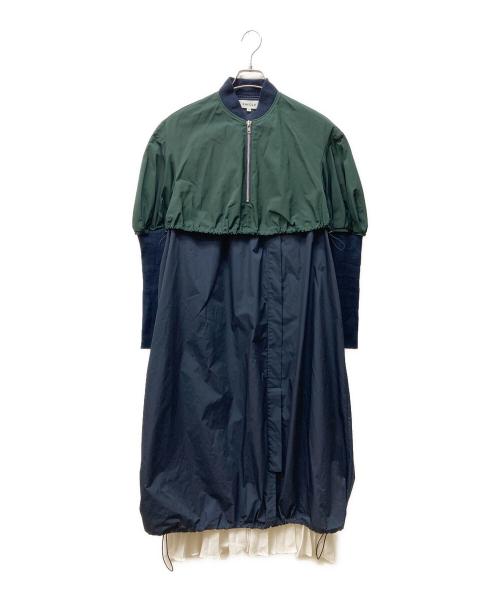 ENFOLD（エンフォルド）ENFOLD (エンフォルド) ドッキングワンピース ネイビー×グリーン サイズ:38の古着・服飾アイテム