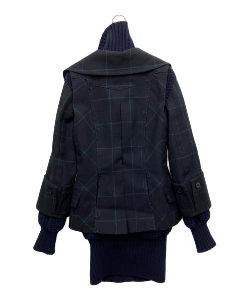 sacai（サカイ）sacai (サカイ) 2WAY異素材切替ジャケット ネイビー サイズ:1の古着・服飾アイテム