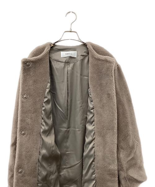 SOEJU（ソージュ）SOEJU (ソージュ) ノーカラーボアコート ブラウン サイズ:Mの古着・服飾アイテム