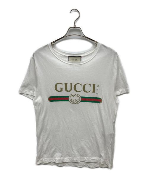 GUCCI（グッチ）GUCCI (グッチ) ロゴウォッシュド Tシャツ ホワイト サイズ:XSの古着・服飾アイテム