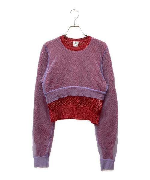 noir kei ninomiya（ノワール ケイ ニノミヤ）noir kei ninomiya (ノワール ケイ ニノミヤ) COMME des GARCONS (コムデギャルソン) 23AW チュールレイヤードニット レッド サイズ:Mの古着・服飾アイテム