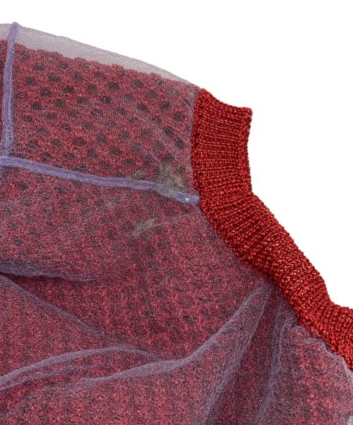 noir kei ninomiya（ノワール ケイ ニノミヤ）noir kei ninomiya (ノワール ケイ ニノミヤ) COMME des GARCONS (コムデギャルソン) 23AW チュールレイヤードニット レッド サイズ:Mの古着・服飾アイテム