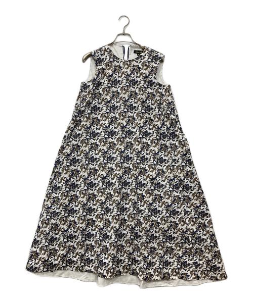 DRAWER（ドゥロワー）DRAWER (ドゥロワー) フラワー プリント Aライン マキシ丈ワンピース ホワイト サイズ:36の古着・服飾アイテム