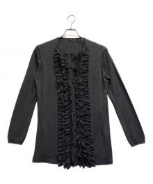 DRAWER（ドゥロワー）の古着「フリルクルーネックカーディガン」｜グレー