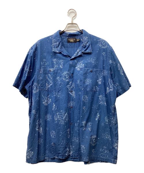 RRL（ダブルアールエル）RRL (ダブルアールエル) Indigo Cotton Camp Shirt インディゴ サイズ:XXLの古着・服飾アイテム