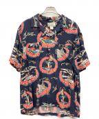 RRLダブルアールエル）の古着「トロピカルキャンプシャツ」｜ネイビー