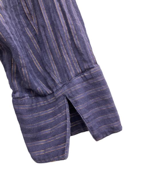 ne quittez pas（ヌキテパ）ne quittez pas (ヌキテパ) Cotton Lurex Stripe V Neck Dress ネイビー サイズ:Lの古着・服飾アイテム