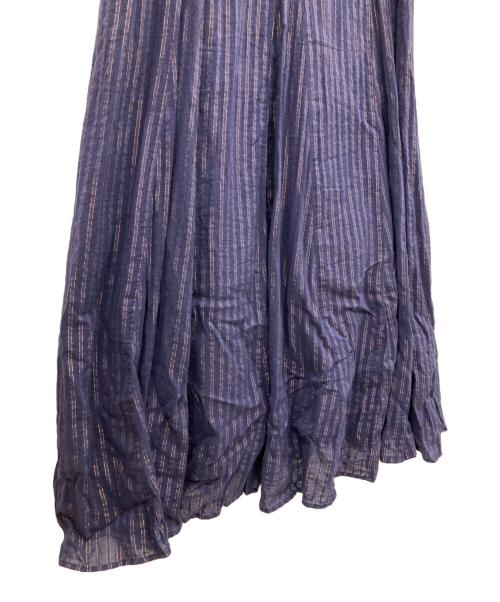 ne quittez pas（ヌキテパ）ne quittez pas (ヌキテパ) Cotton Lurex Stripe V Neck Dress ネイビー サイズ:Lの古着・服飾アイテム