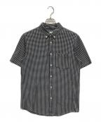 LACOSTEラコステ）の古着「クールマックスブレンドジャガード半袖チェックシャツ」｜ホワイト×ブラック