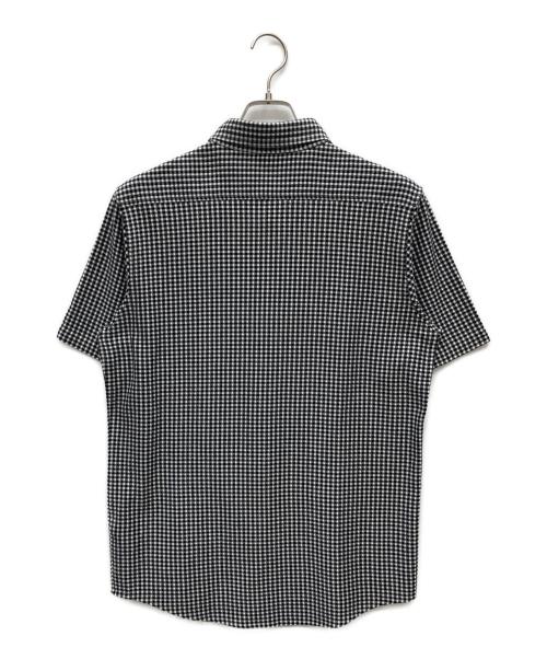 LACOSTE（ラコステ）LACOSTE (ラコステ) クールマックスブレンドジャガード半袖チェックシャツ ホワイト×ブラック サイズ:US Mの古着・服飾アイテム