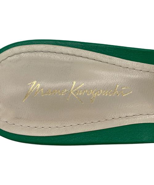 Mame Kurogouchi（マメクロゴウチ）Mame Kurogouchi (マメクロゴウチ) Low Heel Mesh Back Band Sandals グリーン×アイボリー サイズ:241/2の古着・服飾アイテム