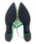 中古・古着 Mame Kurogouchi (マメクロゴウチ) Low Heel Mesh Back Band Sandals グリーン×アイボリー サイズ:241/2：9000円
