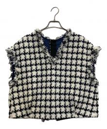 TOMORROW LAND collection（トゥモローランドコレクション）の古着「ブリオンハウンドトゥースフロンタブルジレ」｜ホワイト