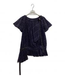 sacai（サカイ）の古着「プリーツブラウス」｜ネイビー