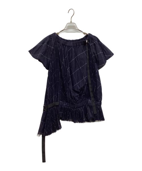 sacai（サカイ）sacai (サカイ) プリーツブラウス ネイビー サイズ:１の古着・服飾アイテム