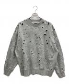MAISON SPECIALメゾンスペシャル）の古着「Leaf Cutwork Embroidery Crew Neck Sweat Pullover」｜グレー