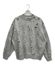 MAISON SPECIAL（メゾンスペシャル）の古着「Leaf Cutwork Embroidery Crew Neck Sweat Pullover」｜グレー