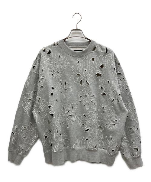 MAISON SPECIAL（メゾンスペシャル）MAISON SPECIAL (メゾンスペシャル) Leaf Cutwork Embroidery Crew Neck Sweat Pullover グレー サイズ:Mの古着・服飾アイテム