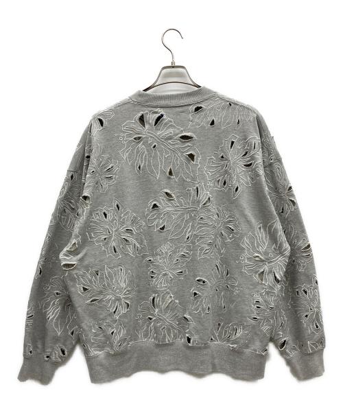 MAISON SPECIAL（メゾンスペシャル）MAISON SPECIAL (メゾンスペシャル) Leaf Cutwork Embroidery Crew Neck Sweat Pullover グレー サイズ:Mの古着・服飾アイテム