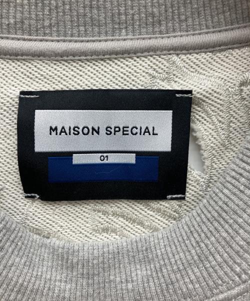 MAISON SPECIAL（メゾンスペシャル）MAISON SPECIAL (メゾンスペシャル) Leaf Cutwork Embroidery Crew Neck Sweat Pullover グレー サイズ:Mの古着・服飾アイテム