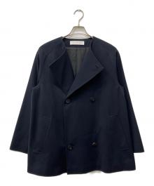 GALERIE VIE（ギャルリーヴィー）の古着「コットンウールギャバジン カラーレスショートコート」｜ブラック