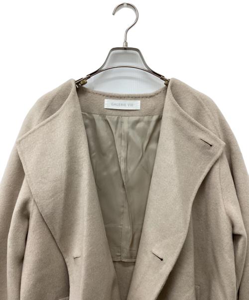 GALERIE VIE（ギャルリーヴィー）GALERIE VIE (ギャルリーヴィー) ウールダブルフェイス カラーレス トレンチコート ベージュ サイズ:Freeの古着・服飾アイテム