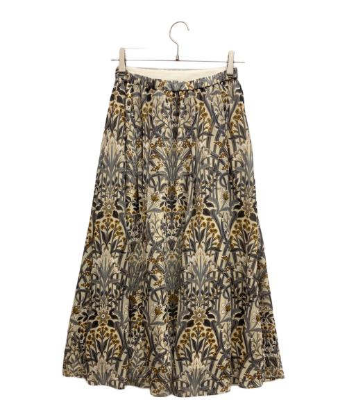 MACKINTOSH LONDON（マッキントッシュ ロンドン）MACKINTOSH LONDON (マッキントッシュ ロンドン) ボタニカルウォールプリントスカート ベージュ サイズ:38の古着・服飾アイテム