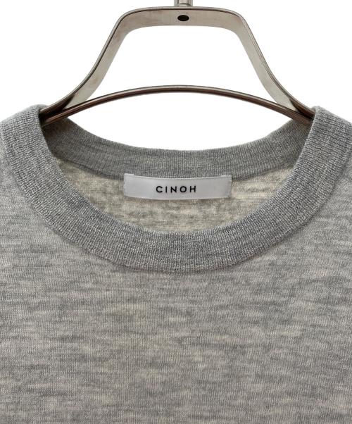 CINOH（チノ）CINOH (チノ) カシミヤシルク切替リブニット グレー サイズ:38の古着・服飾アイテム