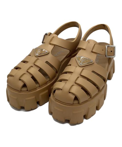 PRADA（プラダ）PRADA (プラダ) モノリス ラバー サンダル ブラウン サイズ:37の古着・服飾アイテム